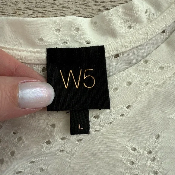 NWOT Anthropologie W5 Ivory Eyelet Broderie Peplum Sleeveless Top - Picture 6 of 7